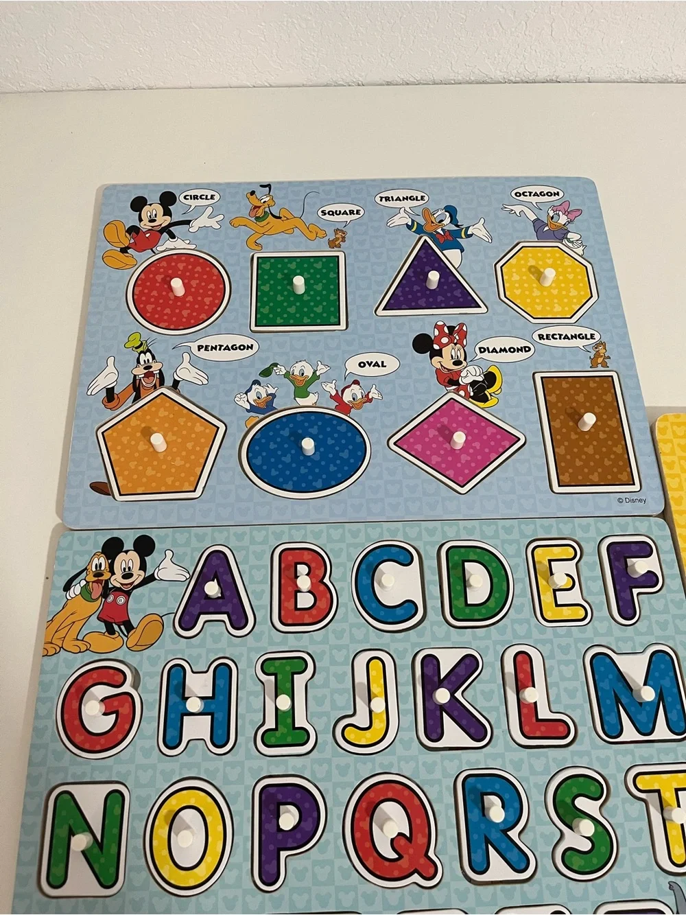 Disney Wooden Alphabet & Number Puzzle Set - Blue, Yellow, Red, Green, Purple